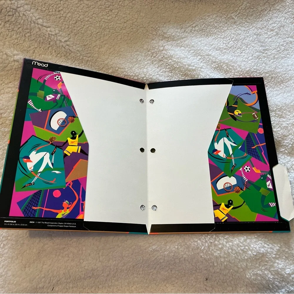 VTG Reebok & Mead 2 Pocket Folders Lot of 2 Sports Colorful 90s School Office